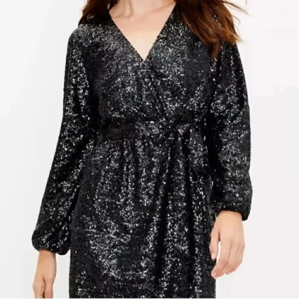 Ann Taylor Loft sequins wrap dress